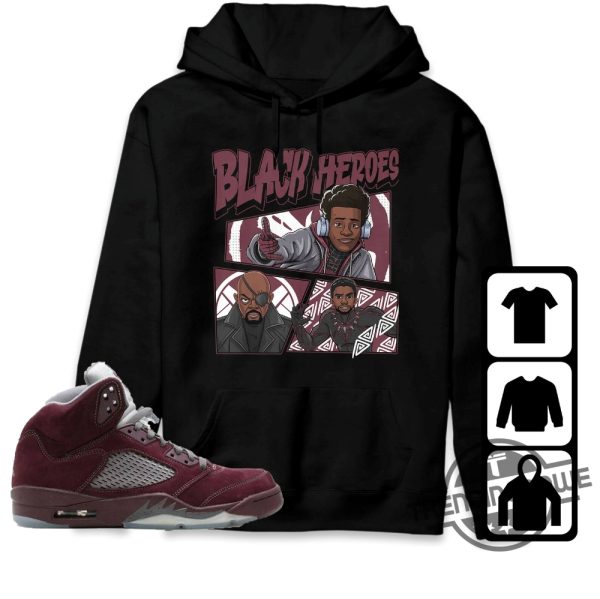 Burgundy 5s Shirt Black Heroes Shirt To Match Sneaker trendingnowe.com 3