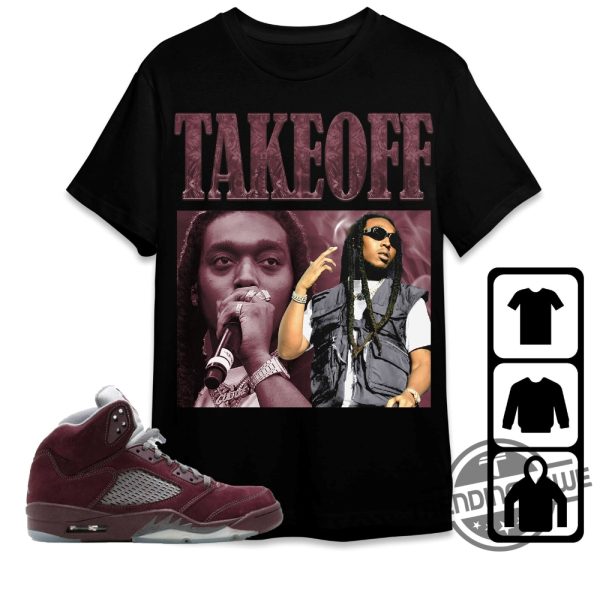 Burgundy 5s Shirt Takeoff Portrait Shirt To Match Sneaker trendingnowe.com 1