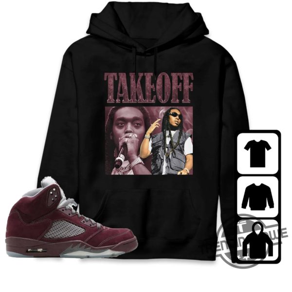 Burgundy 5s Shirt Takeoff Portrait Shirt To Match Sneaker trendingnowe.com 3