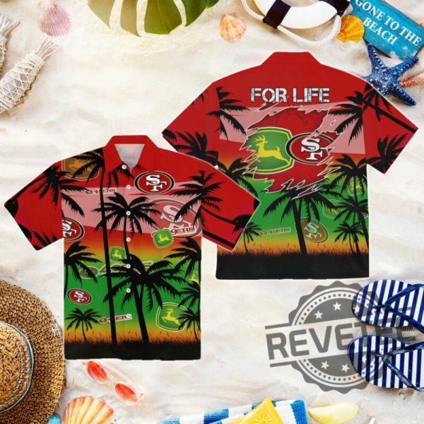 San Francisco 49Ers John Deere Hawaiian Shirt John Deere Apparel John Deere Shirts New revetee.com 4