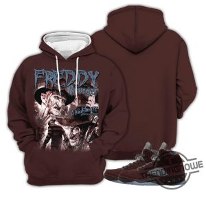 Burgundy 5s Shirt Freddy Horror Movie Shirt To Match Sneaker trendingnowe.com 3