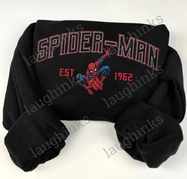 marvel sweatshirt embroidered marvel shirt est 1962 embroidered spiderman shirt superhero shirts spiderman t shirt mens womens spider man hoodie laughinks.com 1