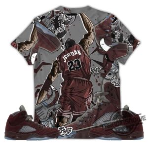 Burgundy 5s Shirt 23 Jordan Shoes Unisex Shirt To Match Sneaker trendingnowe.com 3