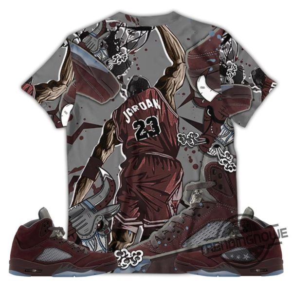 Burgundy 5s Shirt 23 Jordan Shoes Unisex Shirt To Match Sneaker trendingnowe.com 3