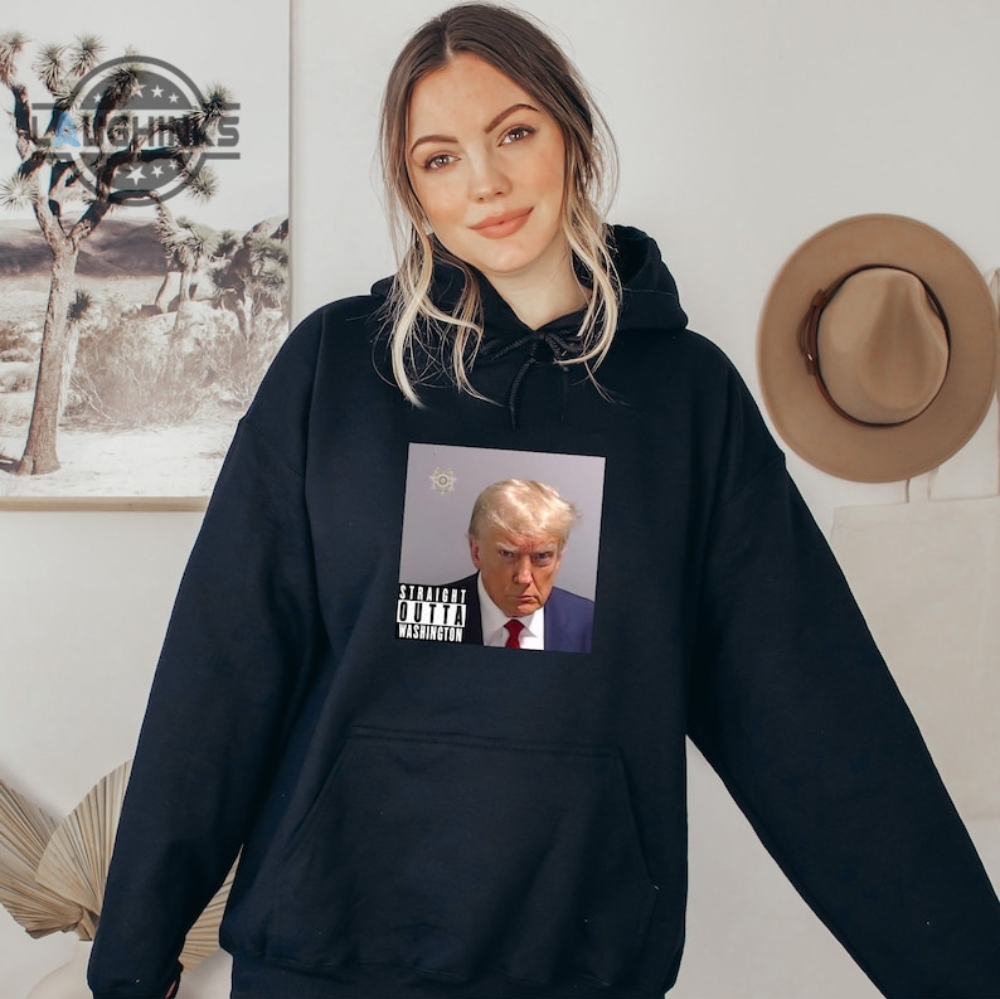 thumbnail image 2 of Trump Mugshot 'Straight Outta Fulton County' Men's T-Shirt – Novelty Politics Tee (Made In USA) 2 of 6