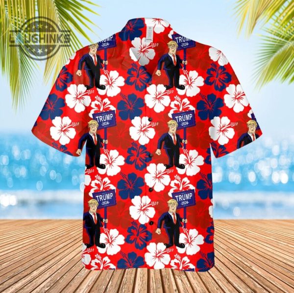 trump hawaiian shirt and shorts trump mugshot shirt donald trump 2024 aloha shirt trump campaign mugshot shirt trump mug shot shirts laughinks.com 1 1