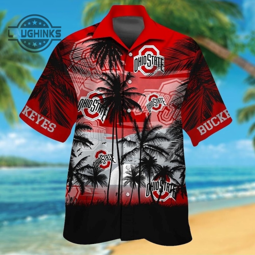 Ohio State Shirt Ohio State Hawaiian Shirt And Shorts Ohio State Buckeyes Shirts Black Ohio State Shirts Ohio State Aloha Shirt Tropical Hawaii Shirt Baseball Team Hawaiian Shirt