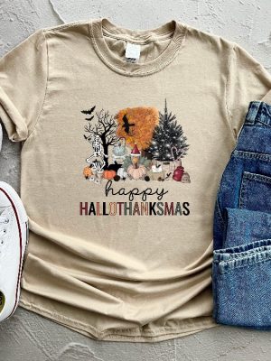 Happy Hallothanksmas Shirt Halloween Shirt Thanksgiving Shirt Christmas Shirt Fall Shirt Holiday Season Shirt Autumn Shirt Happy Hallothanksmas Meme Hallothanksmas Shirt revetee.com 2