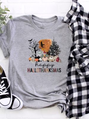 Happy Hallothanksmas Shirt Halloween Shirt Thanksgiving Shirt Christmas Shirt Fall Shirt Holiday Season Shirt Autumn Shirt Happy Hallothanksmas Meme Hallothanksmas Shirt revetee.com 3