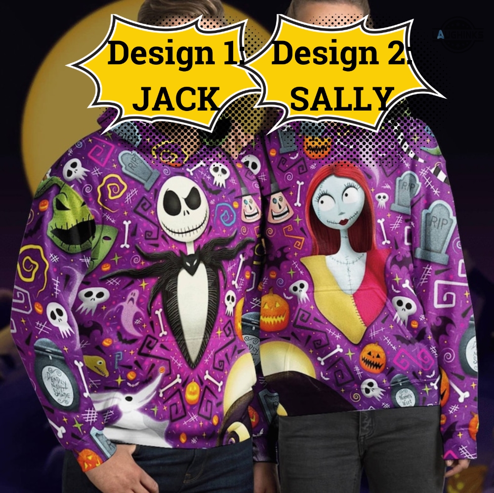 Jack Skellington Hoodie All Over Printed  Jack And Sally Costumes For Adults Kids Nightmare Before Christmas Jack Skellington Costume Disney Jack Skellington Shirt