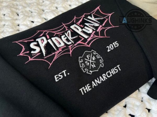 embroidered spider hoodie tshirt sweatshirt embroidered spiderpunk anarchist the amazing spider man hoodie vintage miles morales shirt across the spider verse 2023 laughinks.com 1