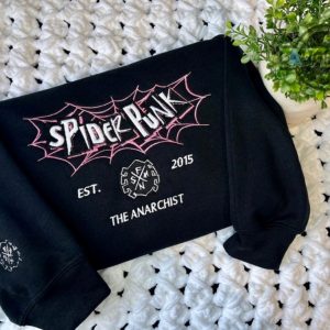 embroidered spider hoodie tshirt sweatshirt embroidered spiderpunk anarchist the amazing spider man hoodie vintage miles morales shirt across the spider verse 2023 laughinks.com 2