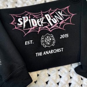 embroidered spider hoodie tshirt sweatshirt embroidered spiderpunk anarchist the amazing spider man hoodie vintage miles morales shirt across the spider verse 2023 laughinks.com 4