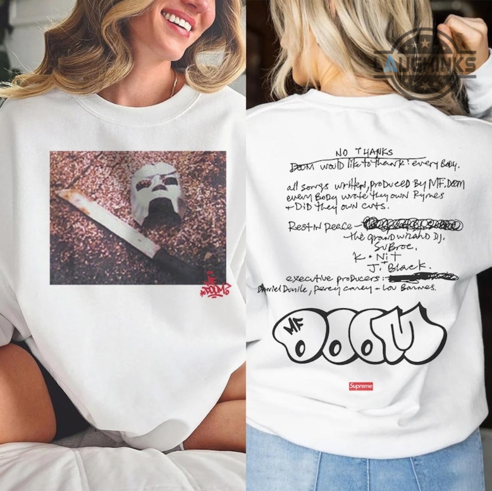 Supreme Mf Doom Hoodie T Shirt Sweatshirt Double Sided Mf Doom Supreme Collab Shirts Rapper Mf Doom Merch 2 Sides Supreme X Mf Doom Tshirt For Adults