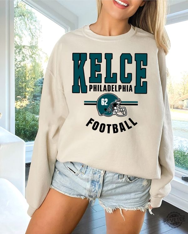 Jason Kelce Philadelphia Football Sweatshirt Vintage Philadelphia Football Crewneck Sweatshirt Jason Kelce Man Bun Shirt Jason Kelce Replacement Merch Jason Kelce Wif New revetee.com 4