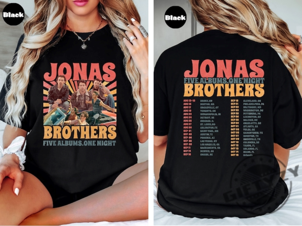 Jonas Brothers Tour Shirt Jonas Brothers Merch Tshirt Five Albums One Night Tour Hoodie Jonas Brothers Fan Sweatshirt Concert Outfit Gift