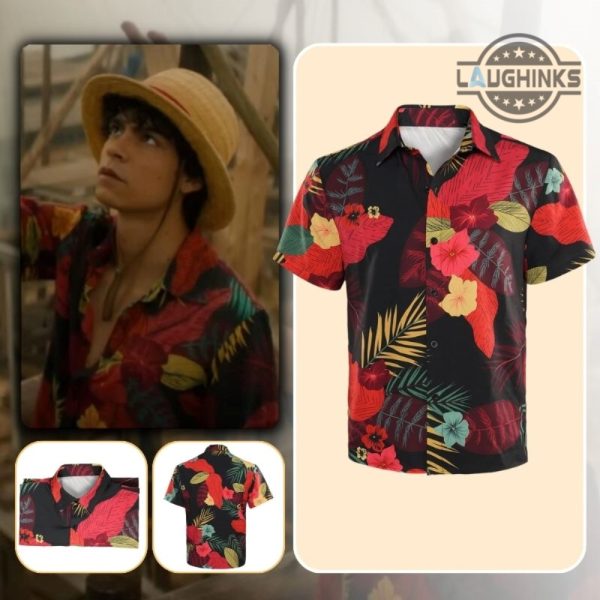 luffy costume luffy one piece hawaiian shirt and shorts luffy outfits luffe live action one piece costumes luffy halloween costumes mens luffy shirt cosplay laughinks.com 1