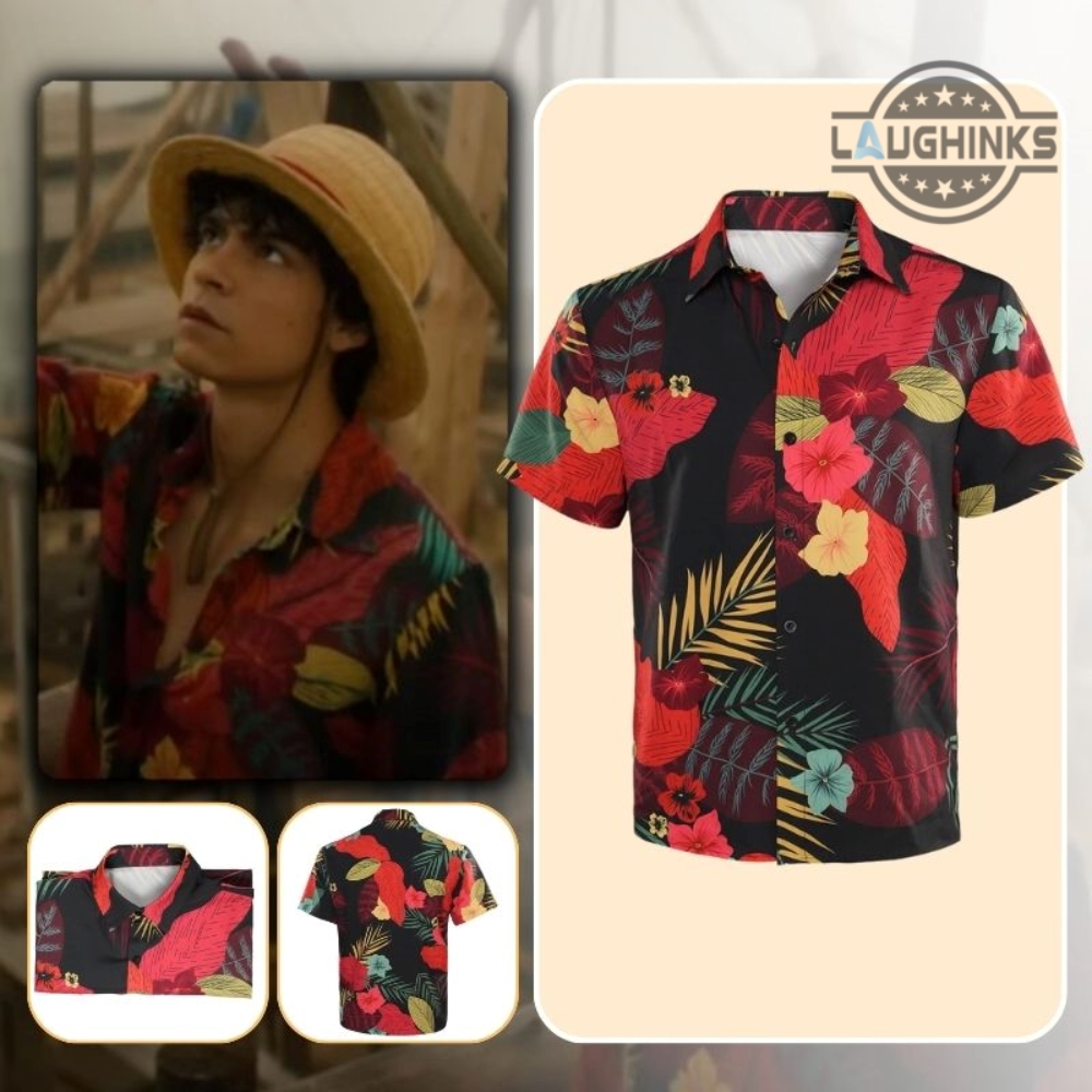 Luffy Costume Luffy One Piece Hawaiian Shirt And Shorts Luffy Outfits Luffe Live Action One Piece Costumes Luffy Halloween Costumes Mens Luffy Shirt Cosplay