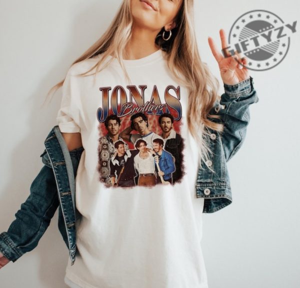 Jonas Brothers Vintage Shirt Joe Jonas Homage Tshirt Hoodie Sweatshirt Jonas Five Albums One Night Tour Shirt giftyzy.com 1