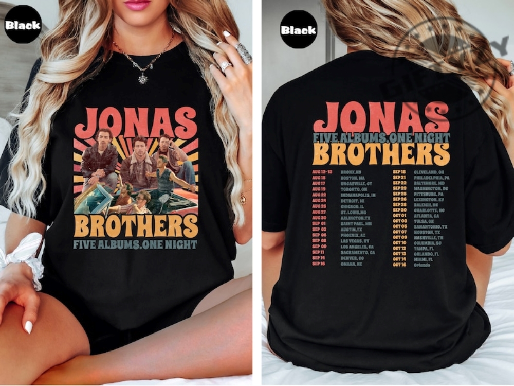 Jonas Brothers Tour Shirt Jonas Brothers Merch Tshirt Five Albums One Night Tour Hoodie Jonas Brothers Fan Sweatshirt Concert Outfit Gift