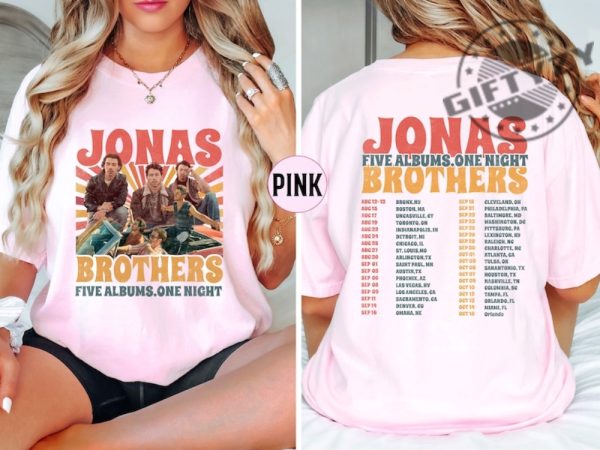 Jonas Brothers Tour Shirt Jonas Brothers Merch Tshirt Five Albums One Night Tour Hoodie Jonas Brothers Fan Sweatshirt Concert Outfit Gift giftyzy.com 2 1