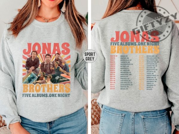 Jonas Brothers Tour Shirt Jonas Brothers Merch Tshirt Five Albums One Night Tour Hoodie Jonas Brothers Fan Sweatshirt Concert Outfit Gift giftyzy.com 3 1