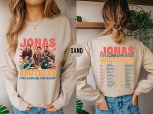 Jonas Brothers Tour Shirt Jonas Brothers Merch Tshirt Five Albums One Night Tour Hoodie Jonas Brothers Fan Sweatshirt Concert Outfit Gift giftyzy.com 5 1