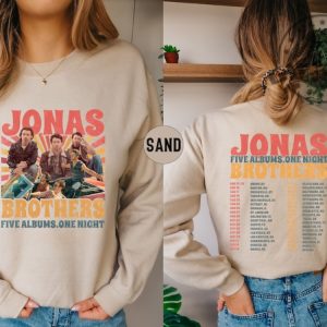 Jonas Brothers Tour Shirt Jonas Brothers Merch Tshirt Five Albums One Night Tour Hoodie Jonas Brothers Fan Sweatshirt Concert Outfit Gift giftyzy.com 5 1