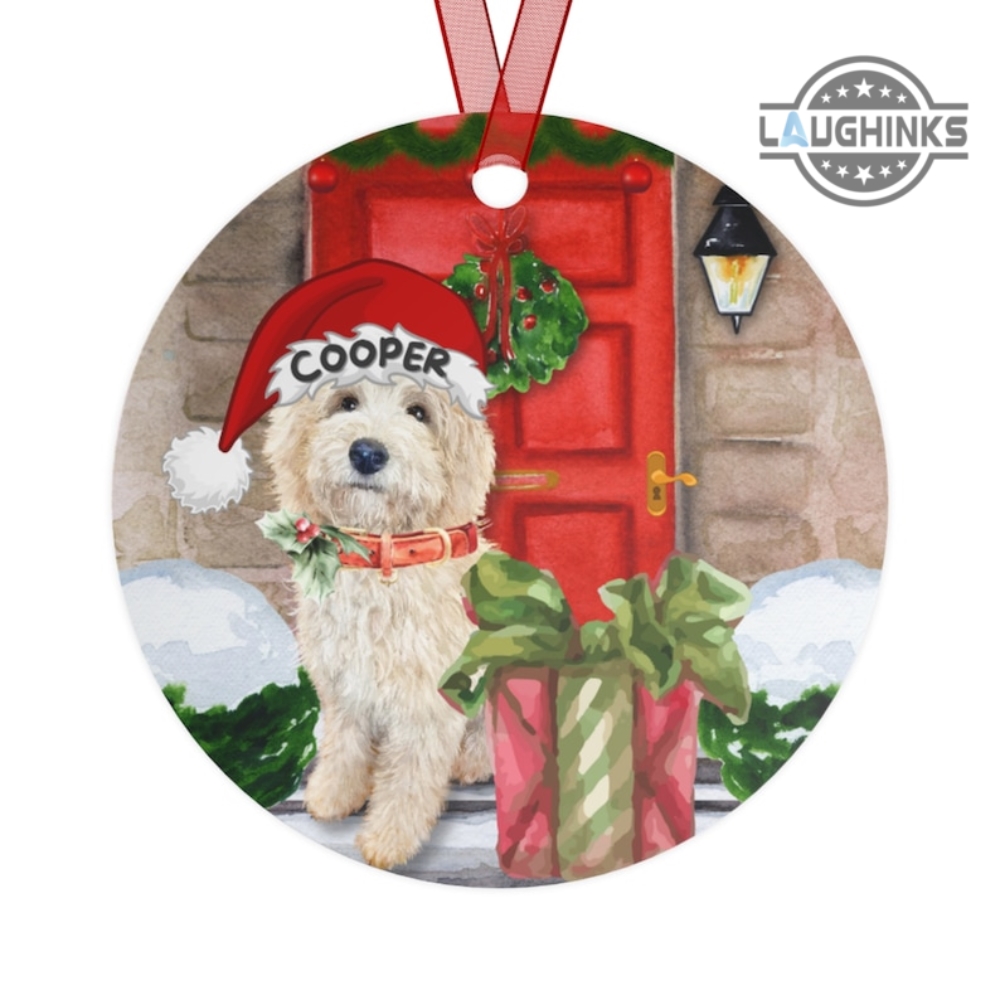 Goldendoodle Christmas Ornament Custom Name Dog Circle Xmas Ornament Personalized Christmas Gift For Dog Mom Dad Lover Owner Christmas Decoration