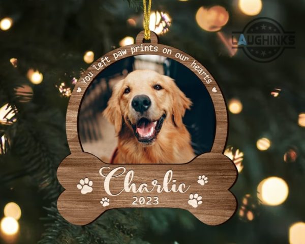 dog memorial christmas ornament custom dog name date and dog photo shaped wooden ornament personalized dog angel ornament gift for dog lovers laughinks.com 2