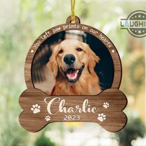 dog memorial christmas ornament custom dog name date and dog photo shaped wooden ornament personalized dog angel ornament gift for dog lovers laughinks.com 3