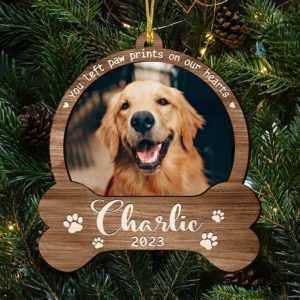 dog memorial christmas ornament custom dog name date and dog photo shaped wooden ornament personalized dog angel ornament gift for dog lovers laughinks.com 5