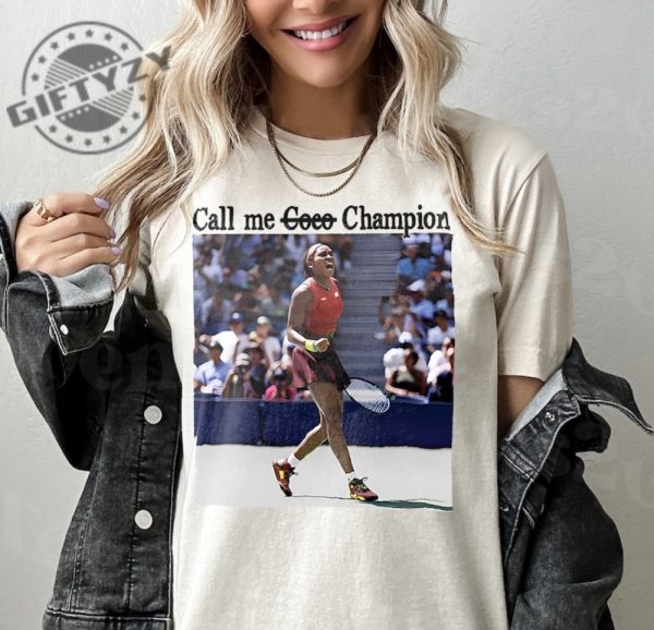 Coco Gauff Us Open 2023 Champion Shirt Call Me Coco Tshirt Coco Gauff Vintage Hoodie Trending Sweatshirt Call Me Coco Champion Shirt giftyzy.com 1