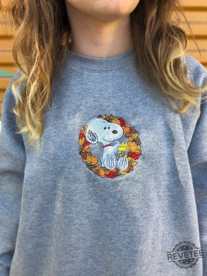 Snoopy In Fall Embroidered Sweatshirt Snoopy Halloween Embroidered Crewneck Peanuts Halloween Fall Sweatshirt Snoopy Embroidered Sweatshirt Fall Snoopy Sweatshirt New revetee.com 2