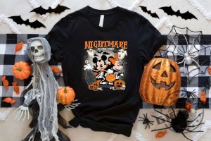 Retro Mickey Minnie Halloween Shirt Vintage Disney Halloween Tshirt Nightmare On The Main Streat Sweatshirt Halloween Pumpkin Disney Shirt giftyzy.com 3