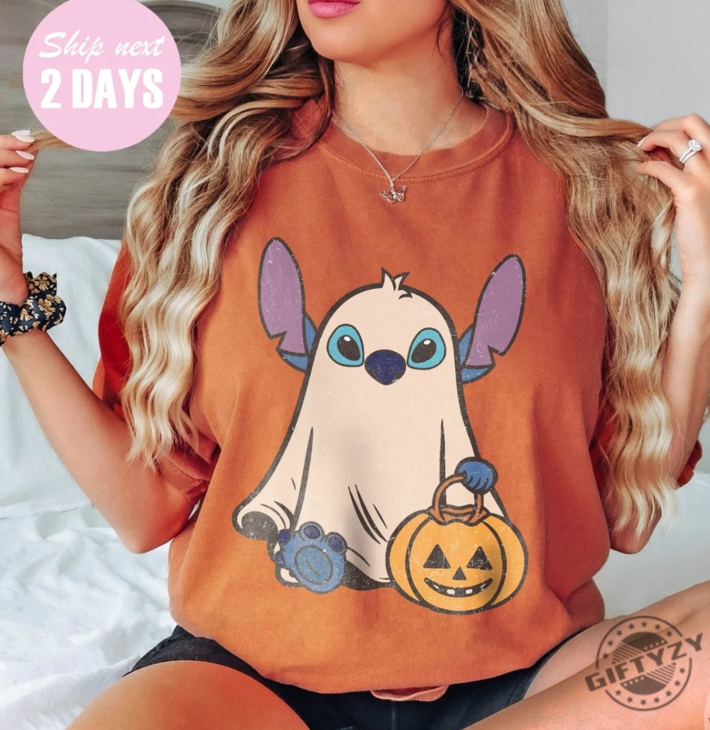 Stitch Ghost Halloween Shirt Retro Stitch Pumpkin Halloween Tshirt Mickeys Not So Scary Halloween Party 2023 Hoodie Disney Trip Sweater