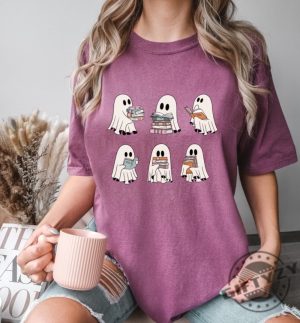 Halloween Retro Ghosts Reading Books Shirt Teacher Librarian Halloween Gift Spooky Season Trendy Shirt Gift Halloween Book Lover giftyzy.com 6