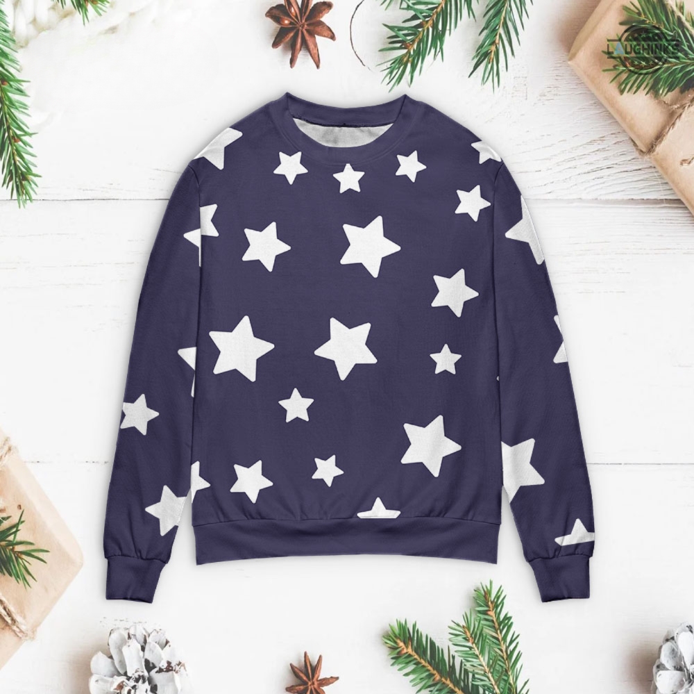 Coraline Star Sweater All Over Printed Coraline Artificial Wool Sweatshirt Coraline Star Jacket Cosplay Coraline Blue Sweater Coraline Costume Coraline Outfits Christmas Gift