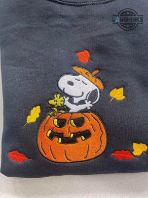 fall snoopy sweatshirt t shirt hoodie pumpkin snoopy embroidered sweatshirt tshirt snoopy fall crewneck halloween charlie brown shirt laughinks.com 2