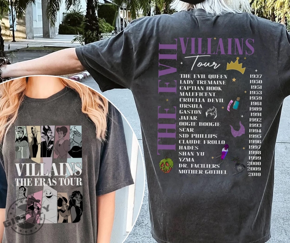 Disney Villains Evil Tour Shirt Retro Disney Villains Characters Hoodie Concert Music Tshirt Disney Evil Friends Sweatshirt