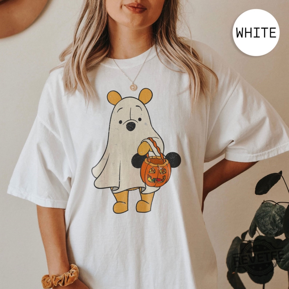 Retro Pooh Ghost Halloween Shirt Disney Spooky Season Shirt Mickey Not So Scary Halloween Party 2022 2023 Winnie The Pooh Ears Shirt Winnie The Pooh Shirt Unique