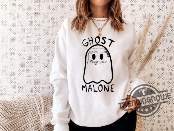 Ghost Malone Shirt Ghost Malone Sweatshirt Halloween Sweatshirt Funny Halloween Crewneck Cute Ghost Hoodie trendingnowe.com 1