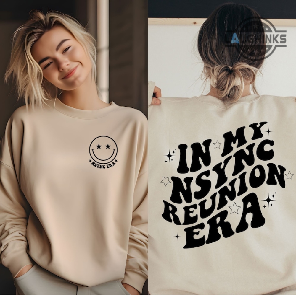 "Discover Laughinks' Trending Delights: Custom Pet Apparel & Taylor Swift Ornaments!" 3 Nsync Sweatshirt Tshirt Hoodie Double Sided Nsync Reunion Tour Shirts Nsync Vmas 2023 Tshirts In My Nsync Reunion Era Smiley Face T Shirt