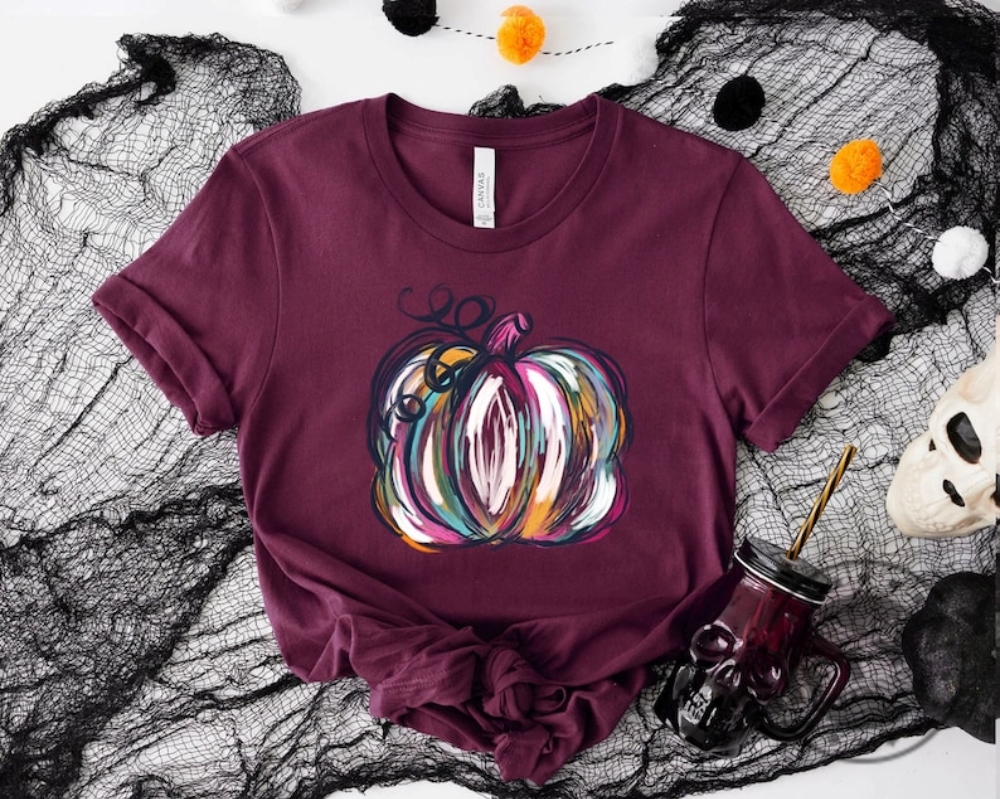 2 Watercolor Pumpkin Shirt Colorful Pumpkin Tshirt Watercolor Pumpkins Halloween Hoodie Autumn Sweatshirt