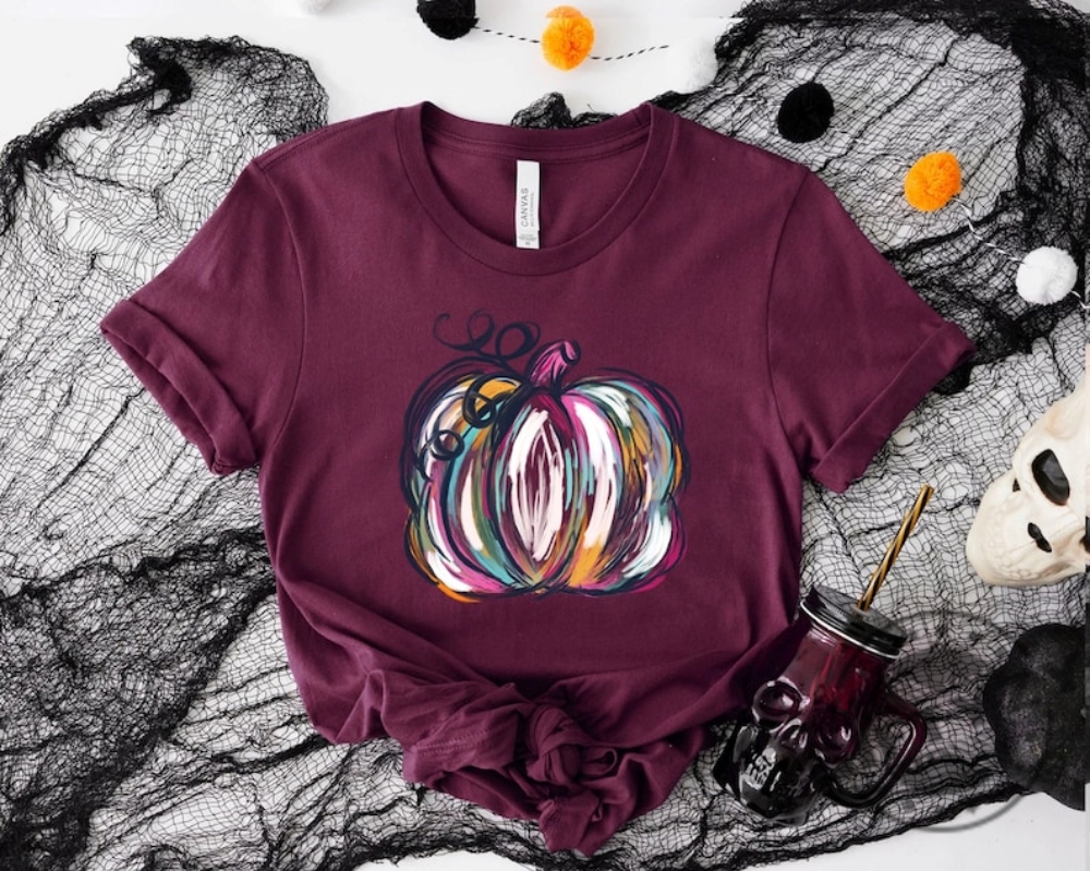 Watercolor Pumpkin Shirt Colorful Pumpkin Tshirt Watercolor Pumpkins Halloween Hoodie Autumn Sweatshirt