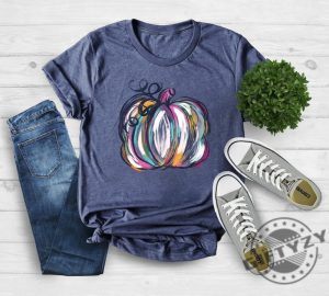 Watercolor Pumpkin Shirt Colorful Pumpkin Tshirt Watercolor Pumpkins Halloween Hoodie Autumn Sweatshirt giftyzy.com 2