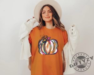 Watercolor Pumpkin Shirt Colorful Pumpkin Tshirt Watercolor Pumpkins Halloween Hoodie Autumn Sweatshirt giftyzy.com 3