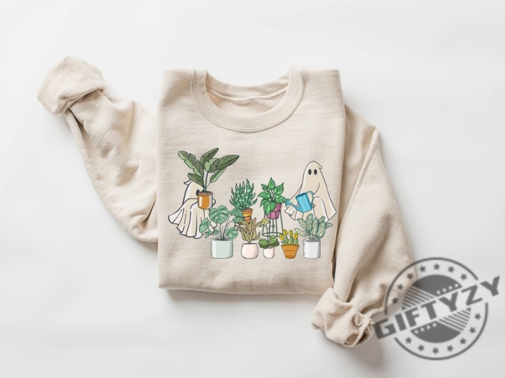 Ghost Plant Lady Sweatshirt Ghost Plant Shirt Halloween Plants Tshirt Halloween Ghost Hoodie Halloween Gift For Plant Lovers