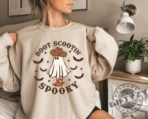 Boot Scootin Spooky Sweatshirt And Hoodie Halloween Shirt Cowboy Ghost Tshirt Western Halloween Gift Cute Spooky Shirt giftyzy.com 2