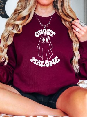 Halloween Sweatshirt Fall Sweatshirt Ghost Malone Sweatshirt Ghost Malone Shirt Halloween Party Funny Halloween Sweater Cute Ghost Faces revetee.com 2